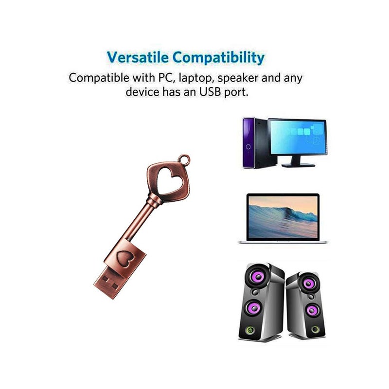 GARRULAX USB Flash Drive, 8GB / 16GB / 32GB / 64GB USB 2.0 Metal USB Memory Stick Date Storage Pendrive Thumb Drives (Heart Key, 64GB) - Image 5